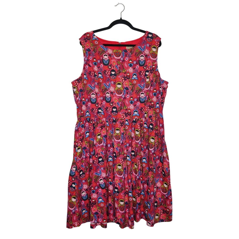 Lindy Bop Audrey Pink Retro Russian Folk Doll Novelty Dress 22 Retro 50s Pinup